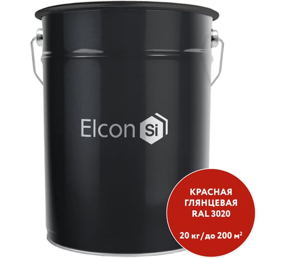 Грунт-эмаль 3 в 1 Elcon глянцевая красная RAL 3020 00-00750264