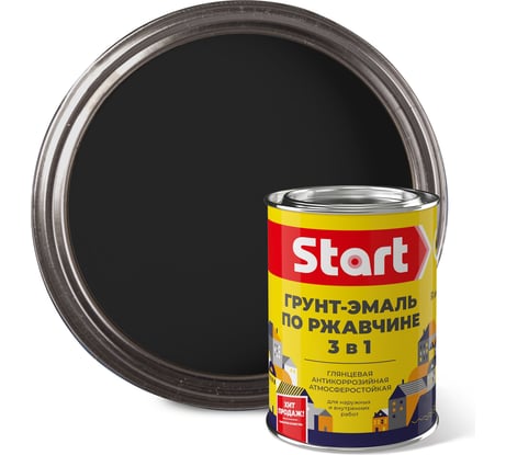Грунт-эмаль по ржавчине Сайвер ПФ-115 Старт черная 0,8кг 4690681028453