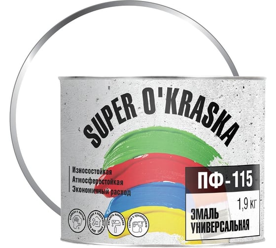 Эмаль super maler ПФ-115 super okraska белая глянцевая, 1.9 кг 0006791