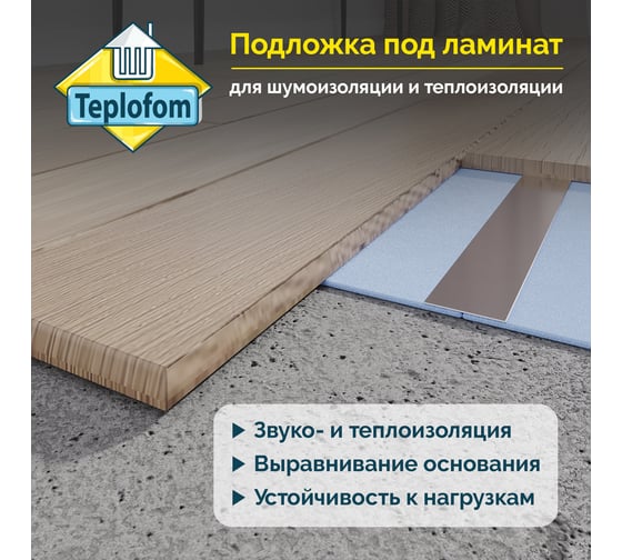 Подложка для ламината Teplofom+ 1250x600x5 мм, 1 упаковка - 12 листов 4650128223230