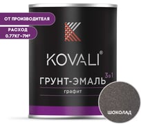 Грунт-эмаль 3 в 1 KOVALI шоколадный графит, 0.77 кг kov6.4.1