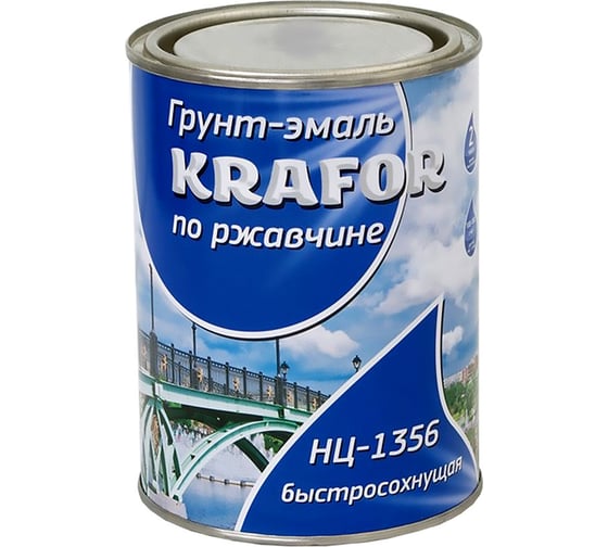 Эмаль по ржавчине KRAFOR НЦ-1356 желтая 0,7 кг 28382