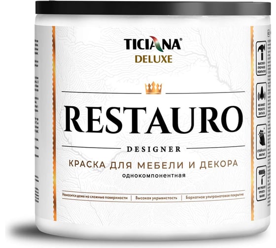Краска акриловая для мебели и декора TICIANA DELUXE RESTAURO Богемный лофт, 0.45 л 4300014211