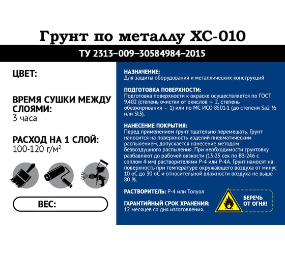 Антикоррозийный грунт Мицар ХС-010 20 кг, серый 580