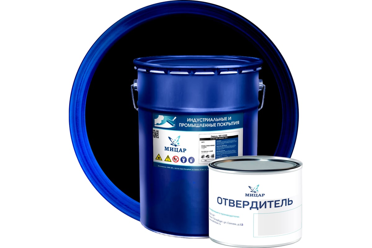 Антикоррозийная эмаль по металлу Мицар ЭП-1236 20 кг 0,4 кг, черная ...
