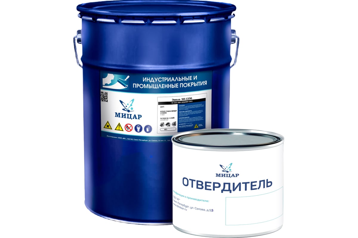Антикоррозийная эмаль по металлу Мицар ЭП-1236 20 кг 0,4 кг, красно ...