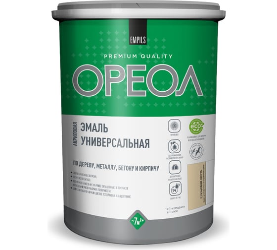 Эмаль акриловая ОРЕОЛ глянцевая, слоновая кость, 1 кг 85898