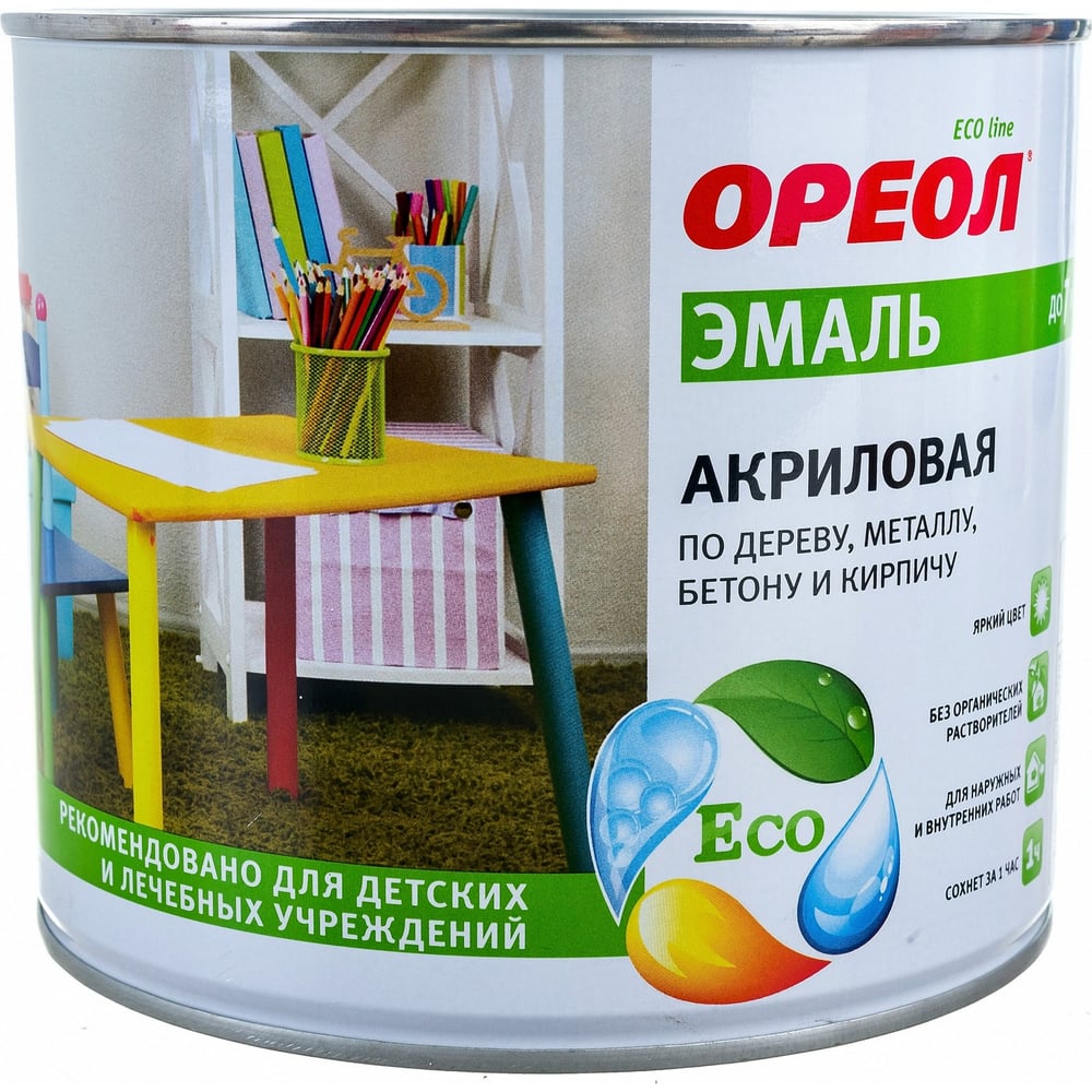 Эмаль акриловая ОРЕОЛ (база С), глянцевая, 2.4 кг 85880 - выгодная цена ...