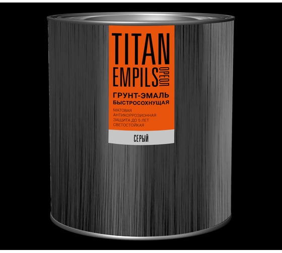 Грунт-эмаль быстросохнущая ОРЕОЛ TITAN матовая, серая, 2.2 л, 2.7 кг 83775