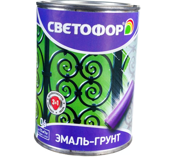 Грунт-эмаль с молотковым эффектом Светофор D4 серый 0,8 кг ЗОР00009322 1