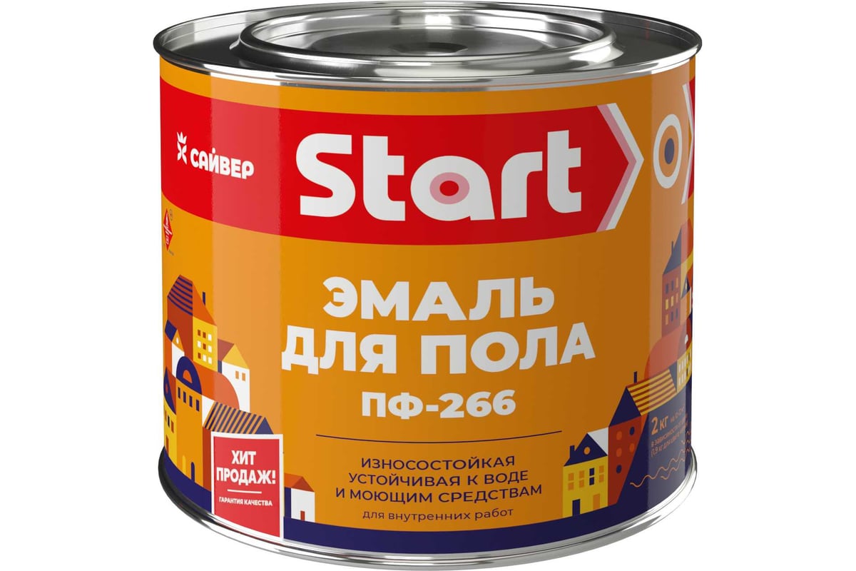 Эмаль для пола ПФ-266 Start желто-коричневая, 1.8 кг 4690681030609 ...