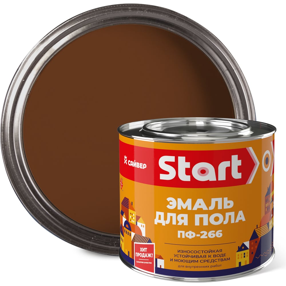Эмаль для пола ПФ-266 Start золотисто-коричневая, 1.8 кг 4690681030616 ...