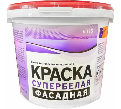 Краска VIRTUOSO V-115 А фасадная 14кг супербелая морозостойкая 11589378