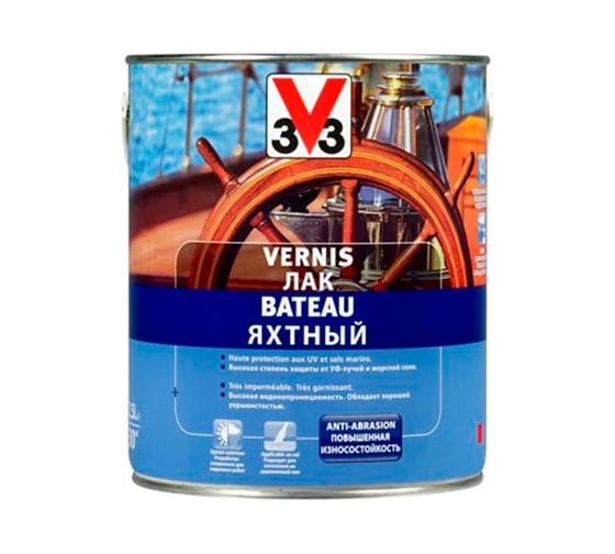 Яхтный лак V33 полуглянцевый 2,5 л 53174