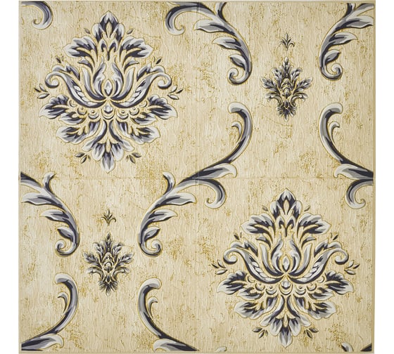 Комплект 5 шт 3D панель для стен LAKO DECOR, Барокко цвет Бежево-серый, 70x70см, толщина 6мм LKD-5-XY-A02-КО