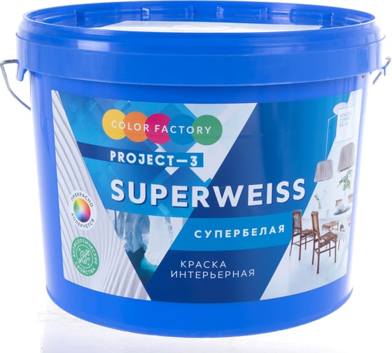 Краска ФАБРИКА ЦВЕТА ВД-АК-Project-3 супербелая SUPERWEISS 14 кг ТД000003338