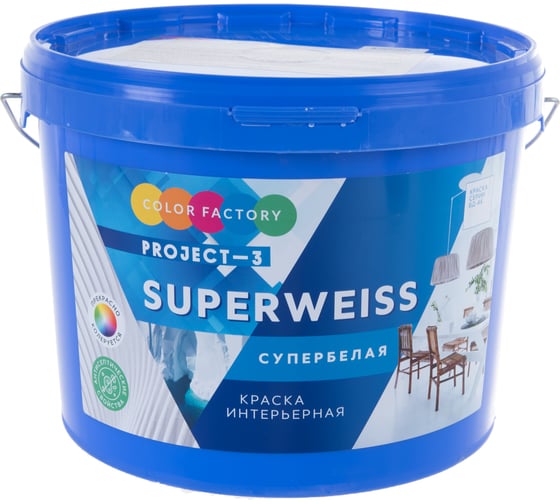 Краска ФАБРИКА ЦВЕТА ВД-АК-Project-3 супербелая SUPERWEISS 14 кг ТД000003338
