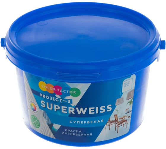 Краска ФАБРИКА ЦВЕТА ВД-АК-Project-3 супербелая SUPERWEISS 3 кг ТД000003339