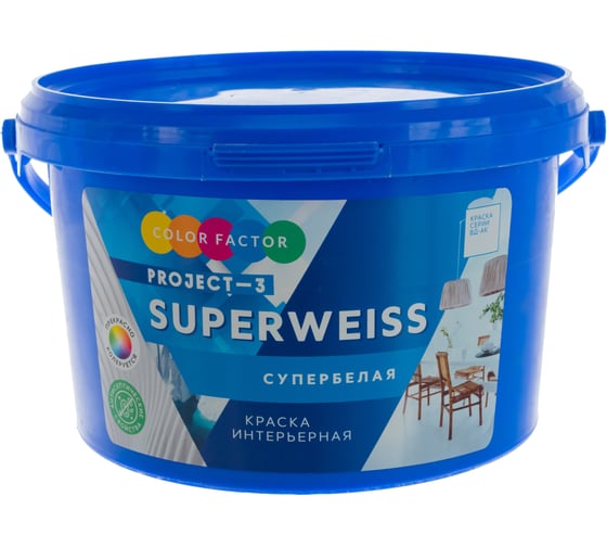 Краска ФАБРИКА ЦВЕТА ВД-АК-Project-3 супербелая SUPERWEISS 3 кг ТД000003339