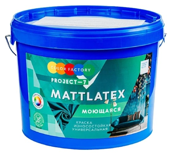 Краска ФАБРИКА ЦВЕТА ВД-АК-Project-7 моющаяся MATTLATEX супербелая 3 кг ТД000003257