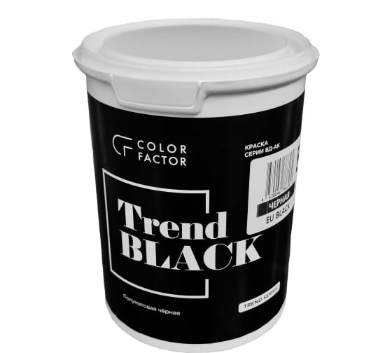 Краска ФАБРИКА ЦВЕТА износостойкая черная полуматовая EU BLACK 12 кг ТД000004119 1