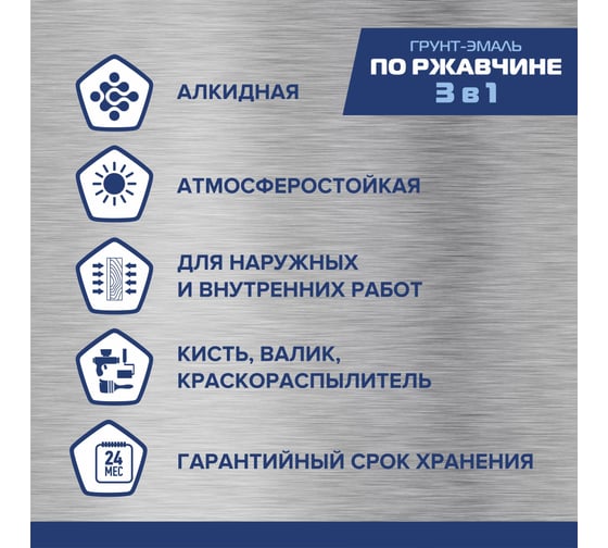 Грунт-эмаль по ржавчине 3 в 1 Михалыч белая 25 кг X100227414