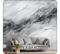 Фотообои 3D на стену флизелиновые Verol Серо-черный мрамор 300x283 см, 8.49 м2, виниловые, водостойкие, обои для кухни моющиеся 286-ФФО-05920/