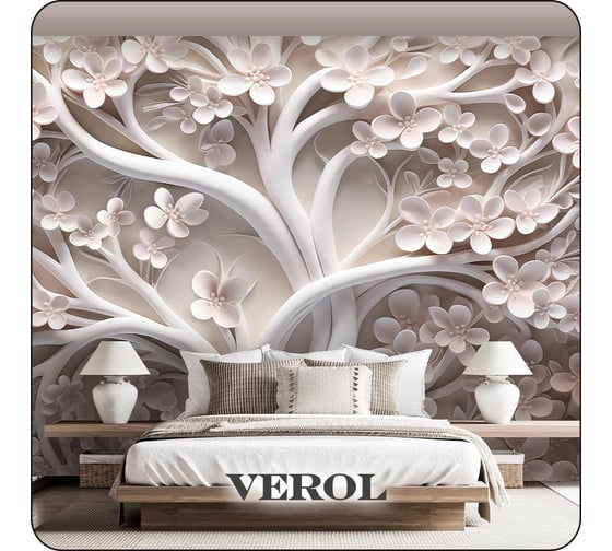 Фотообои 3D на стену флизелиновые Verol "Дерево" 500х283 см, 14.15 м2, водостойкие, обои для кухни моющиеся 291-ФФО-05874/