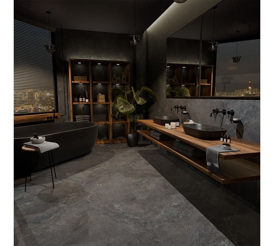 Керамогранит CULTO QUARTZSTONE ANTRACITE 60x60 матовый, упаковка 1,44м2 УТ-99903941