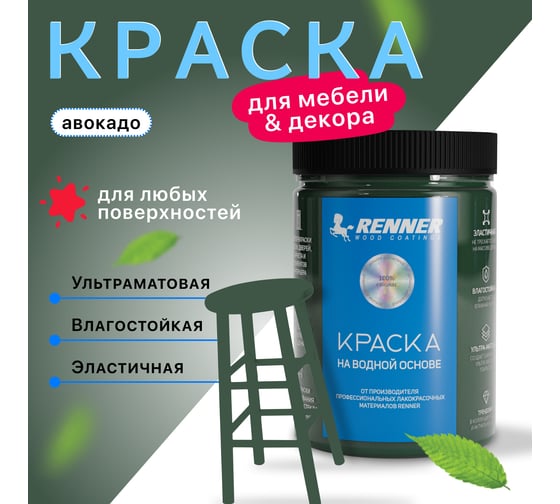 Краска для мебели и интерьера, цвет: 514, 0,7 кг RENNER 0,7-514