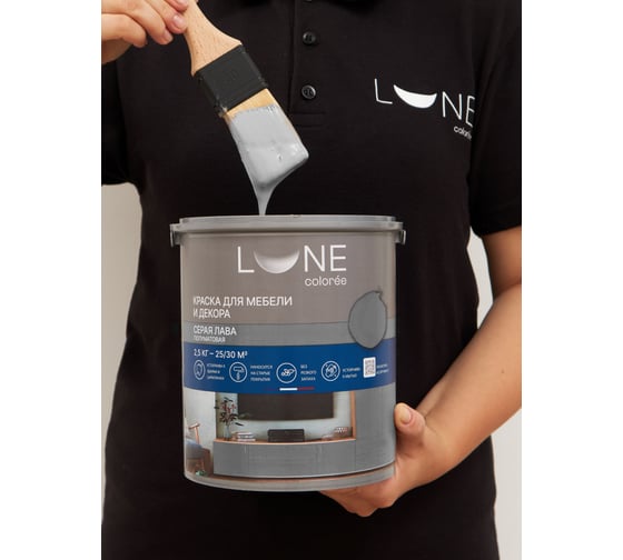 Краска для мебели и декора Lune Coloree полуматовая цвет Серая лава, 2.5 кг 41391
