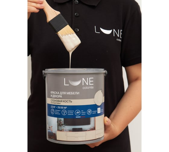 Краска для мебели и декора Lune Coloree полуматовая цвет Слоновая кость, 2.5 кг 41394