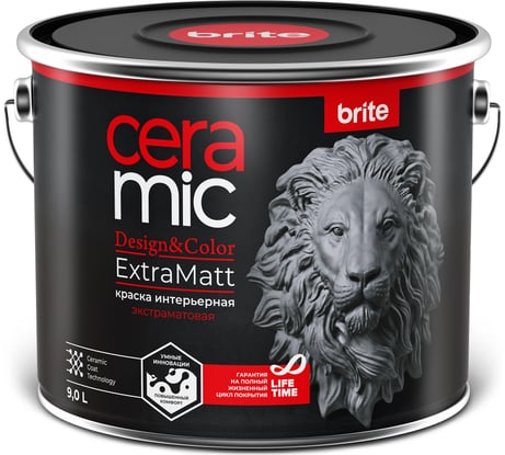 Краска BRITE CERAMIC для интенсивно используемых помещений ExtraMatt база А, 9 л О06315