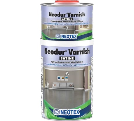 Полиуретановый УФ стойкий прозрачный сатиновый лак NEOTEX Neodur Varnish Satine A+B 1кг (комплект) 11890100