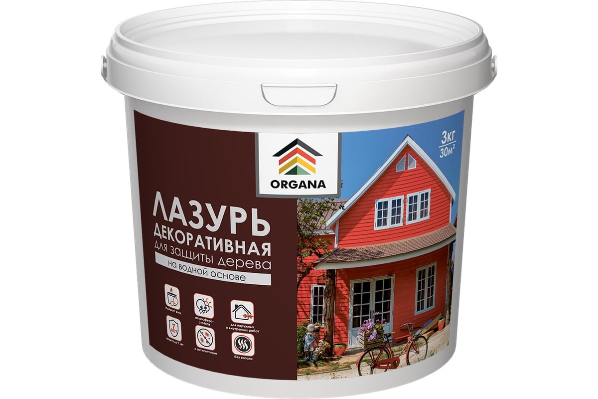 Декоративная лазурь Organa Coloured Varnish 3 кг, белая 106829