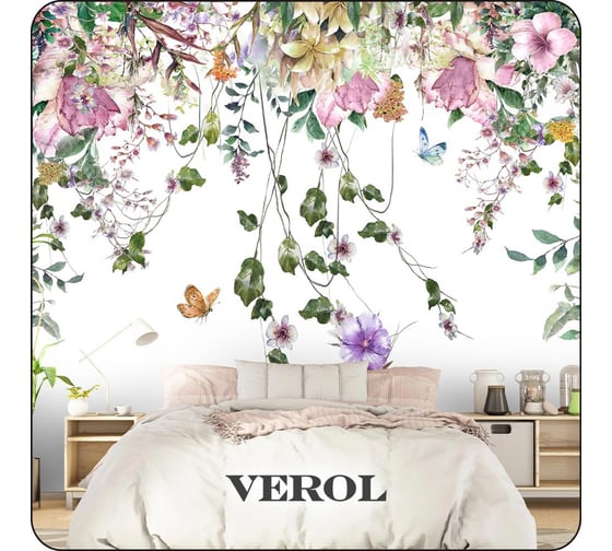 Фотообои 3D флизелиновые с виниловым покрытием Verol Цветы 302 , 300x283 см, моющиеся обои на стену, декор для дома 302-ФФО-05928