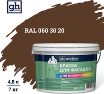 Краска колерованная для фасадов GOODHIM TN D2 RAL 060 30 20, водно-дисперсионная акриловая, матовая, 7 кг/4.8 л 10848