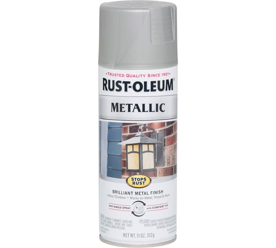 Антикоррозийная эмаль с эффектом металлика RUST-OLEUM матовый никель, спрей 0,312кг 7277830