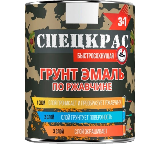Грунт-эмаль по ржавчине Резолюкс СПЕЦКРАС 3в1 п/гл. 0.8 кг серый УТ000008947
