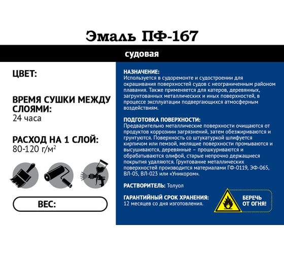 Судовая эмаль Мицар ПФ 167, 25 кг серый 1194