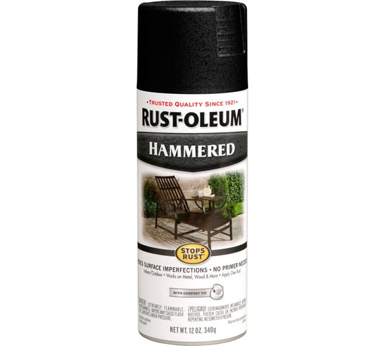 Антикоррозийная эмаль с молотковым эффектом RUST-OLEUM чёрный, спрей, 0.34 кг 7215830 1