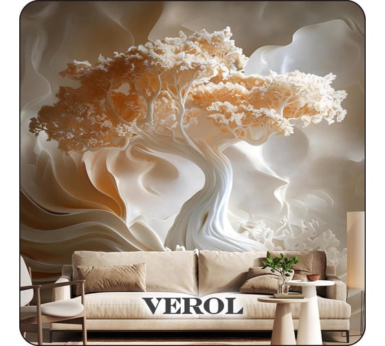 Фотообои 3D на стену флизелиновые Verol "Дерево" 300x283 см, водостойкие, обои для кухни моющиеся 308-ФФО-05937