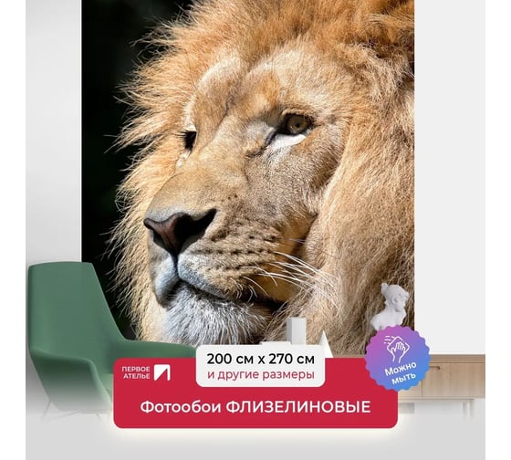 Флизелиновые фотообои на стену ООО Первое ателье животные, "Царь зверей", 200x270 см (ШхВ) pw150479-2