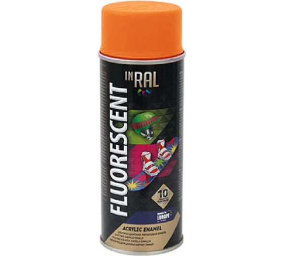 Эмаль INRAL FLUORESCENT оранжевая, 400 мл 26-7-5-003