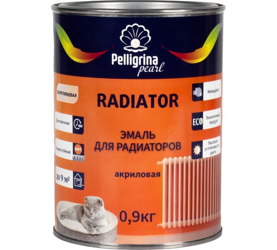 Эмаль акриловая для радиаторов PELLIGRINA PEARL белая 0,9 кг 262314