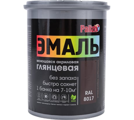 Акриловая эмаль PALIZH глянцевая 602 темно-коричневая 1кг 1/6 11605610