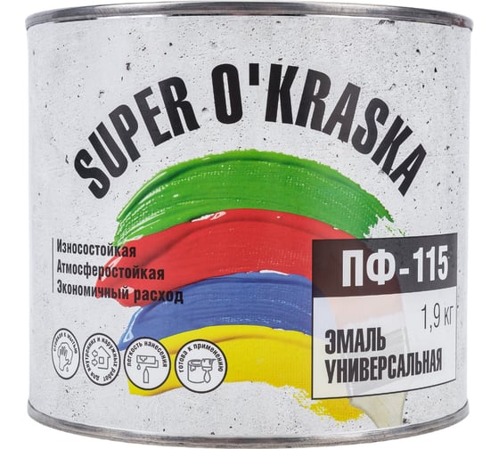 Эмаль super maler ПФ-115 Черный 1,9кг Лк-00005663