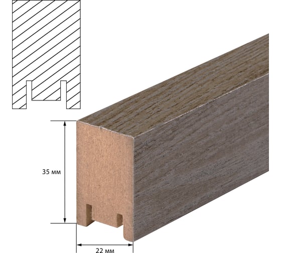 Рейка МДФ интерьерная Стильный Дом 2700x35x22 Анкор Винтаж v531856