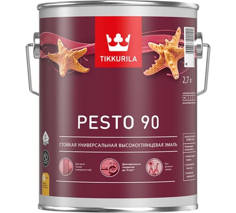 Эмаль Tikkurila Pesto 90 высокоглянцевая, база А, 2.7 л 700001077