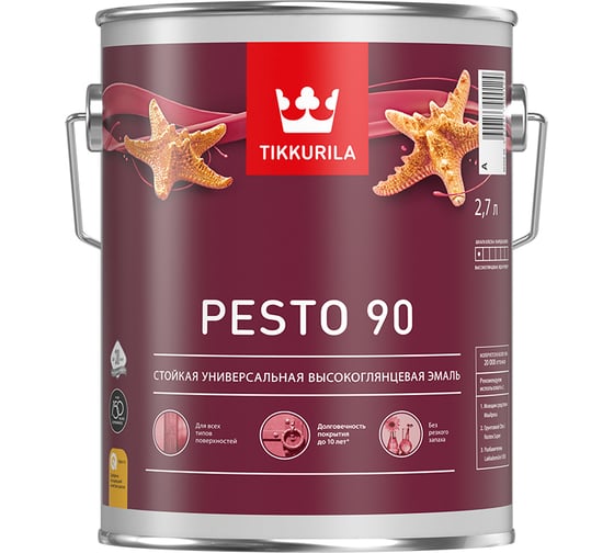 Эмаль Tikkurila PESTO 90 база С высокоглянцевая 2,7 л 700001080 1